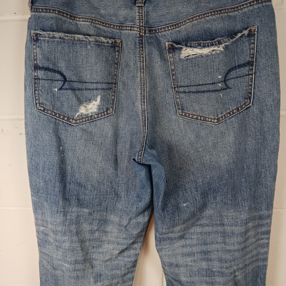 American Eagle Highrise Tomgirl Jeans Size 16 Short Distressed Boyfriend Fit‎ - Picture 4 of 8